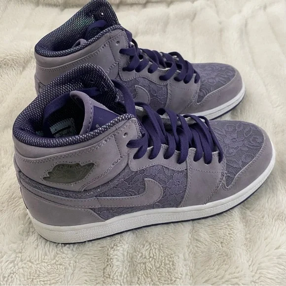 Air Jordan 1 Retro (GS) ‘Daybreak’ Nike Purple Lace Suede High-Top Sneakers 7Y - Picture 7 of 15